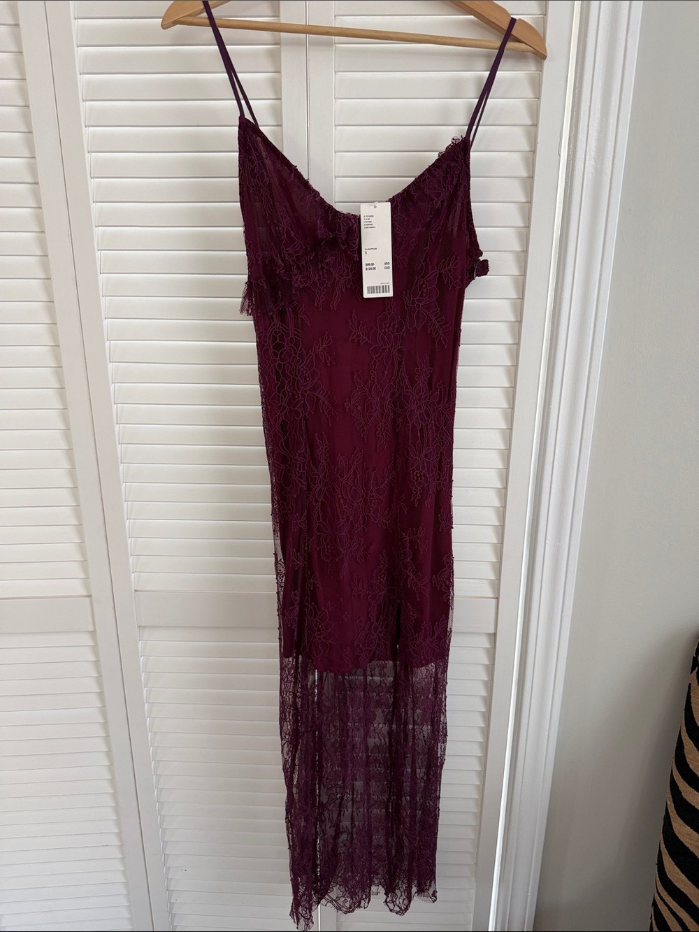 Women's Lace Slip Dress in Deep Plum